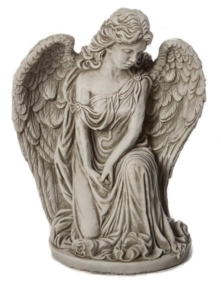 Stone Cast Kneeling Angel Statue