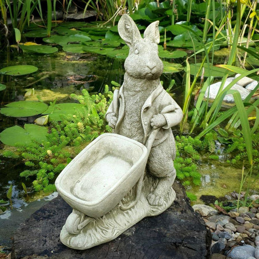 Stone Cast Mr. Rabbit  Bird Feeder Garden Sculpture
