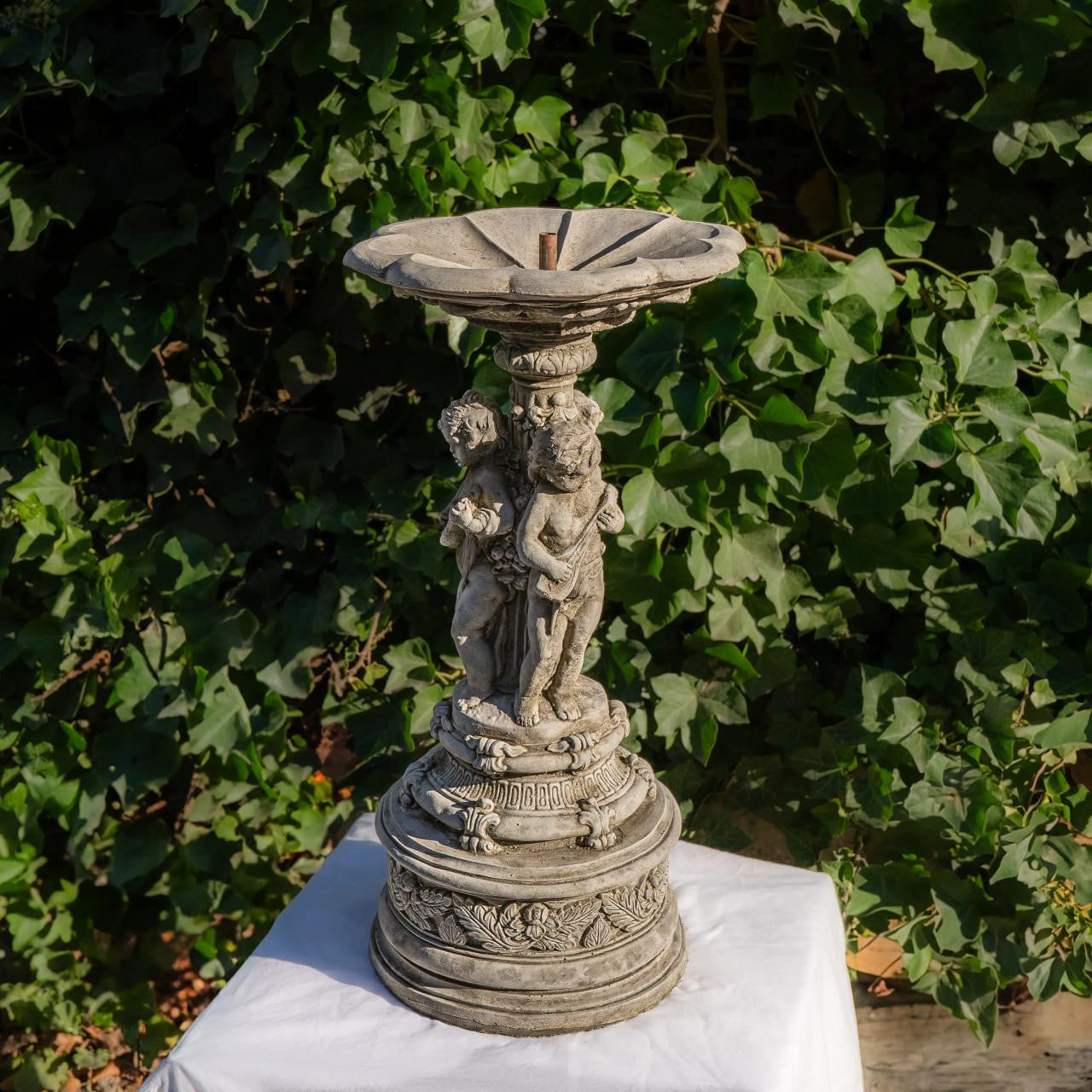 Stone Cast Musical Cherub Fountain Garden Sculpture