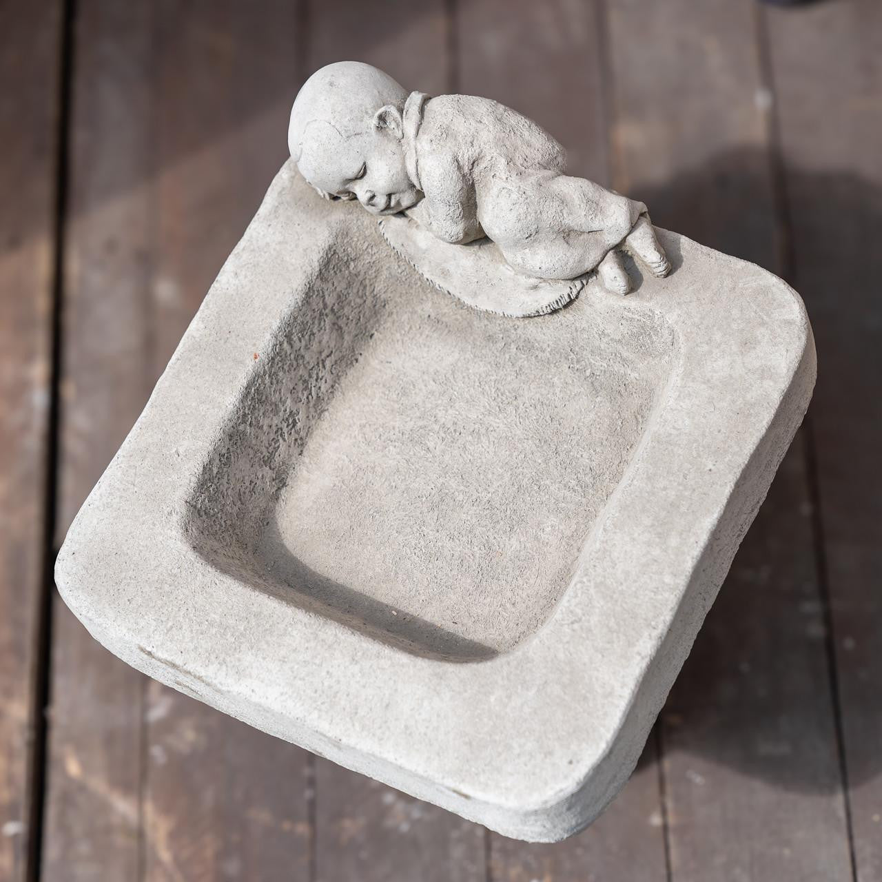 Stone Cast Small Birdbath Monk Buddha