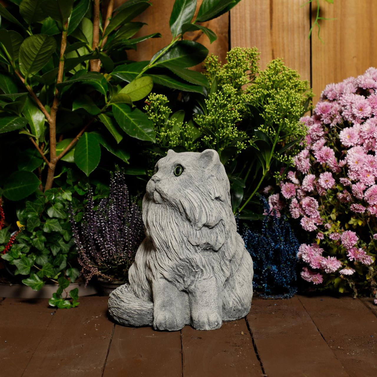 Stone Cast Upright Persian Cat Statues Garden Ornament