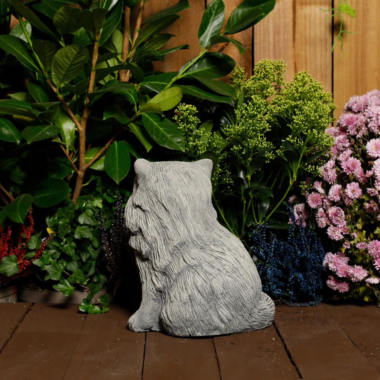 Stone Cast Upright Persian Cat Statues Garden Ornament