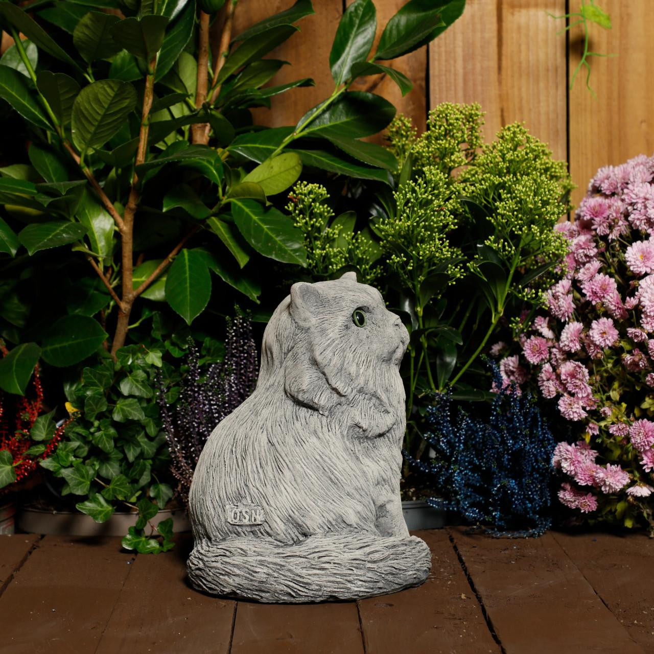 Stone Cast Upright Persian Cat Statues Garden Ornament
