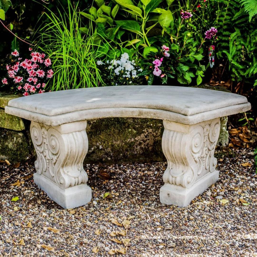 Garden Bench | Heavy Stone Cast Garden Bench | Concrete Garden Bench ...