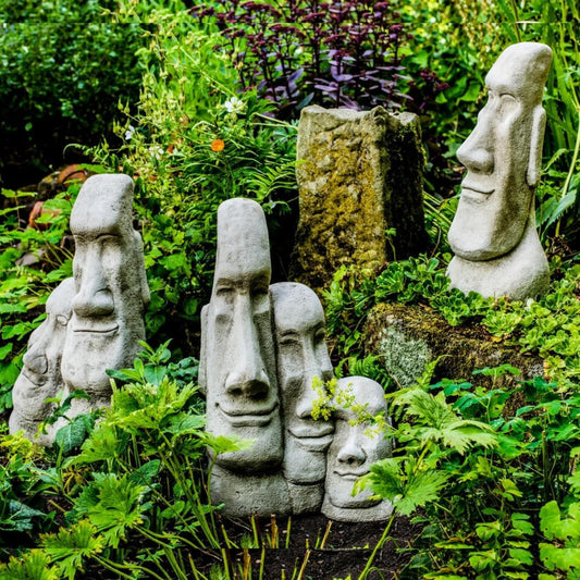 Three Large Easter Island Head Statues - Value Set