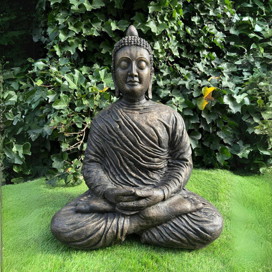 Extra Large Antique Bronze Meditating BuddhaTimeless Zen
