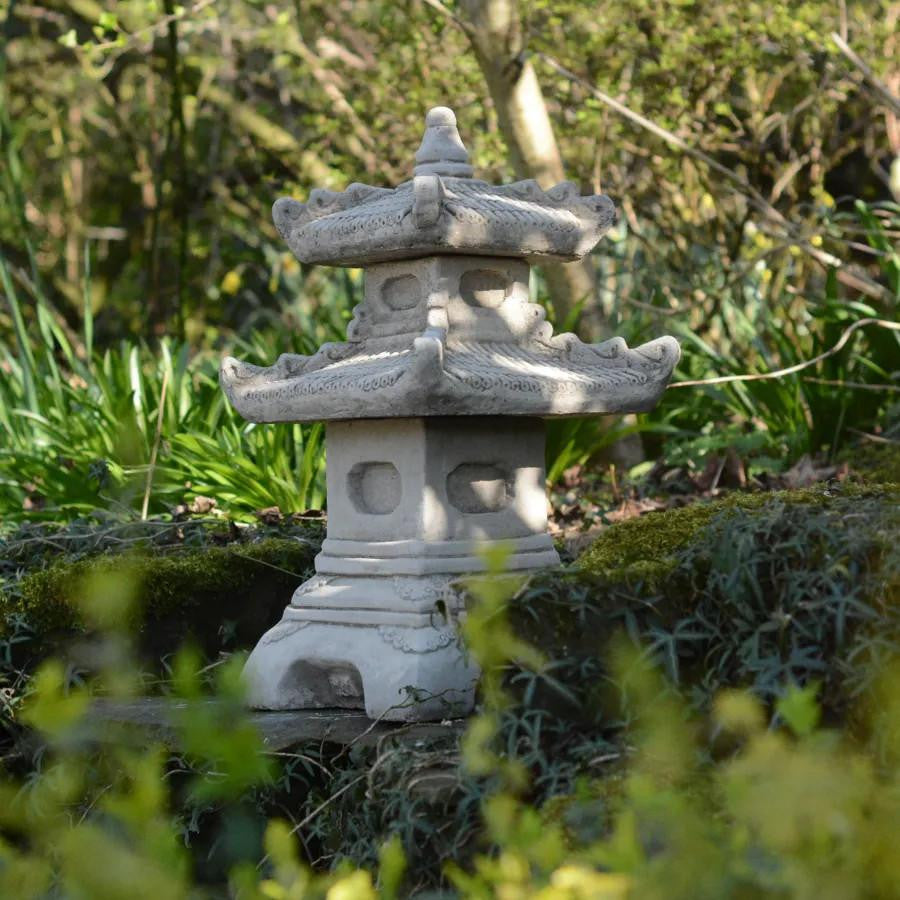 Two-Tiered Stonecast Kowloon Pagoda  Garden Ornament