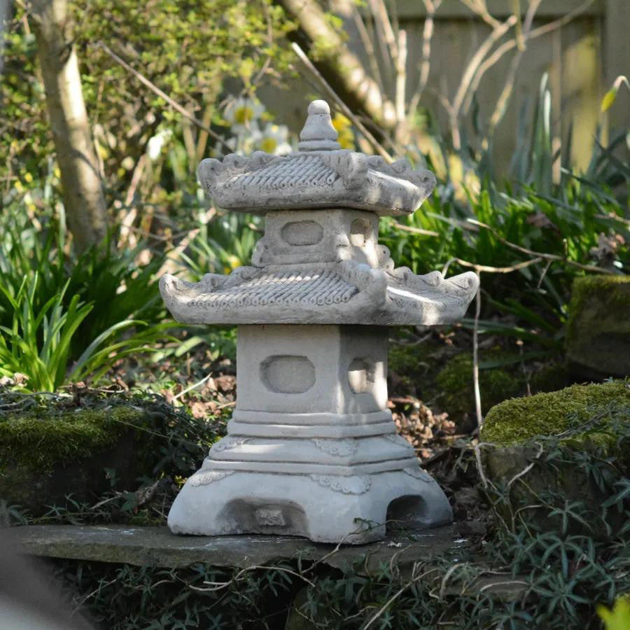 Two-Tiered Stonecast Kowloon Pagoda  Garden Ornament