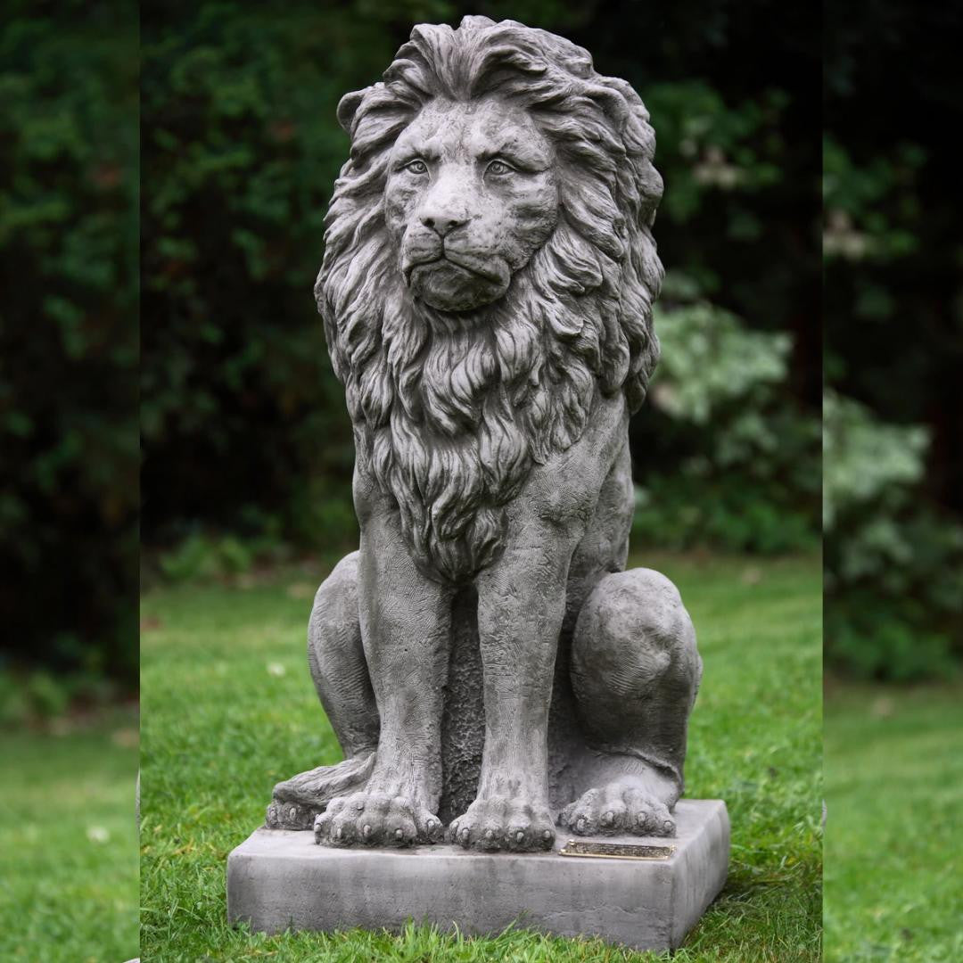 Very Large Sitting Proud Lion Gatepost Statue