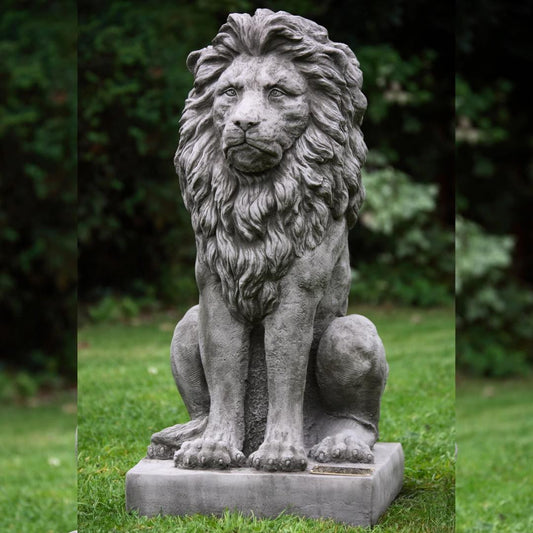 Very Large Sitting Proud Lion Gatepost Statue