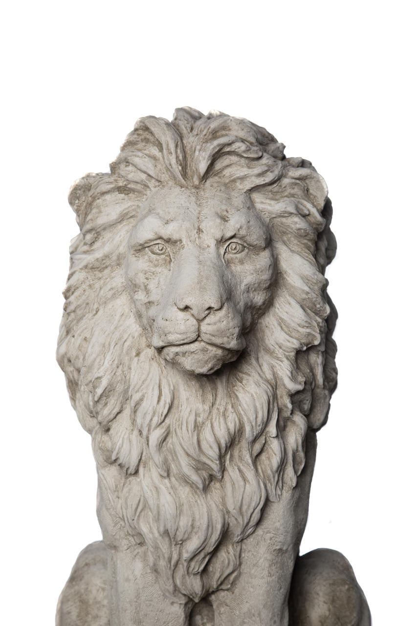 Very Large Sitting Proud Lion Gatepost Statue