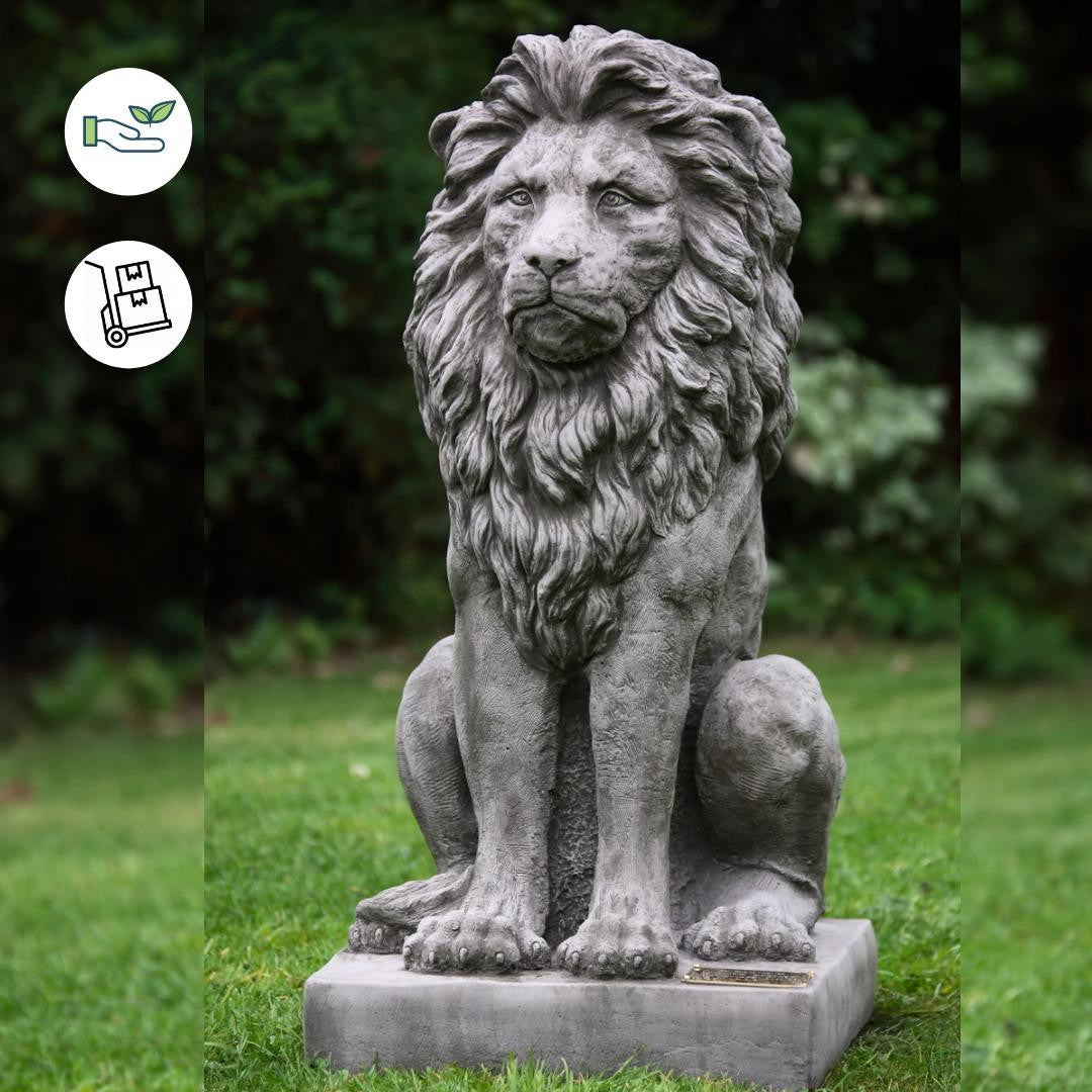 Very Large Sitting Proud Lion Gatepost Statue