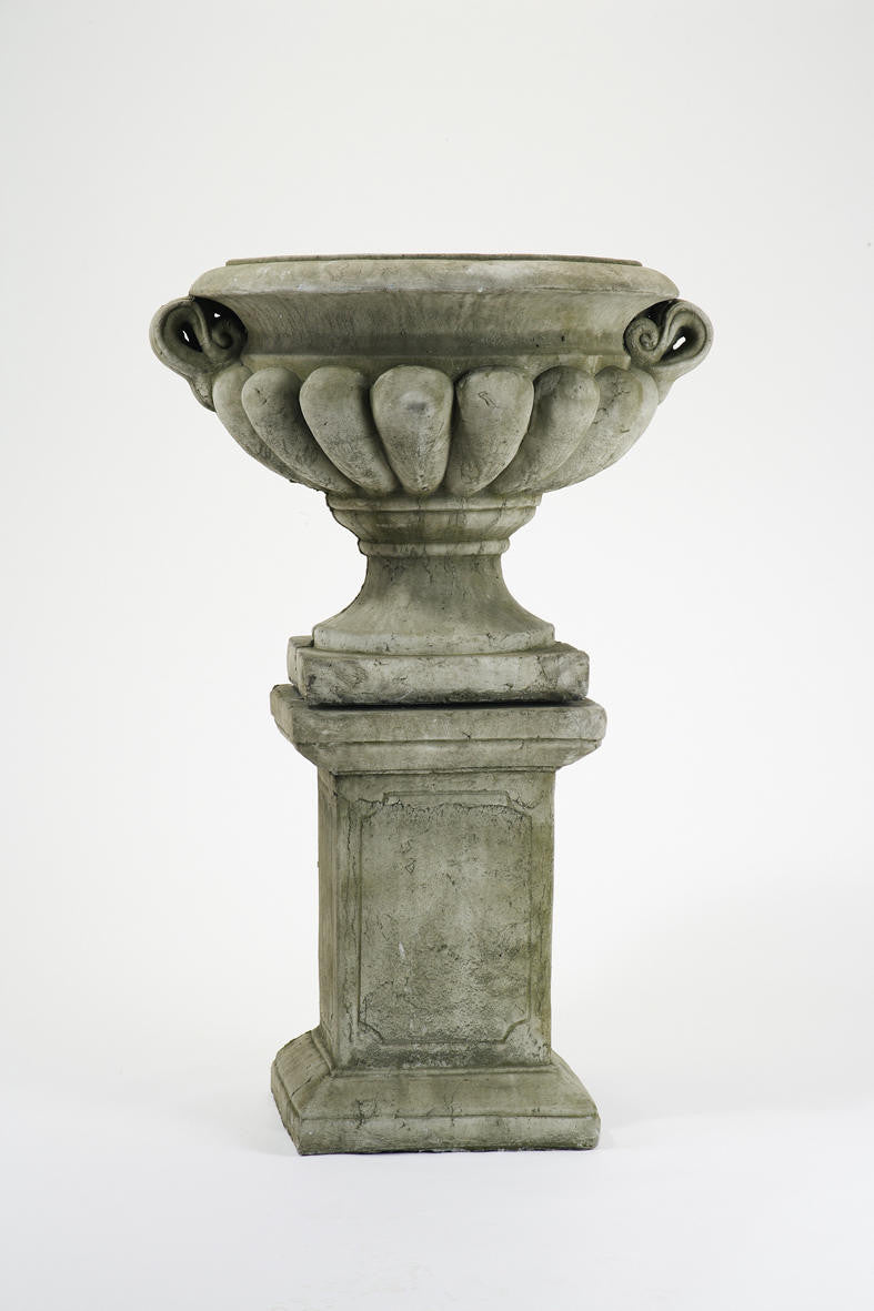 Very Large Stone Cast Garden Urn and Plinth