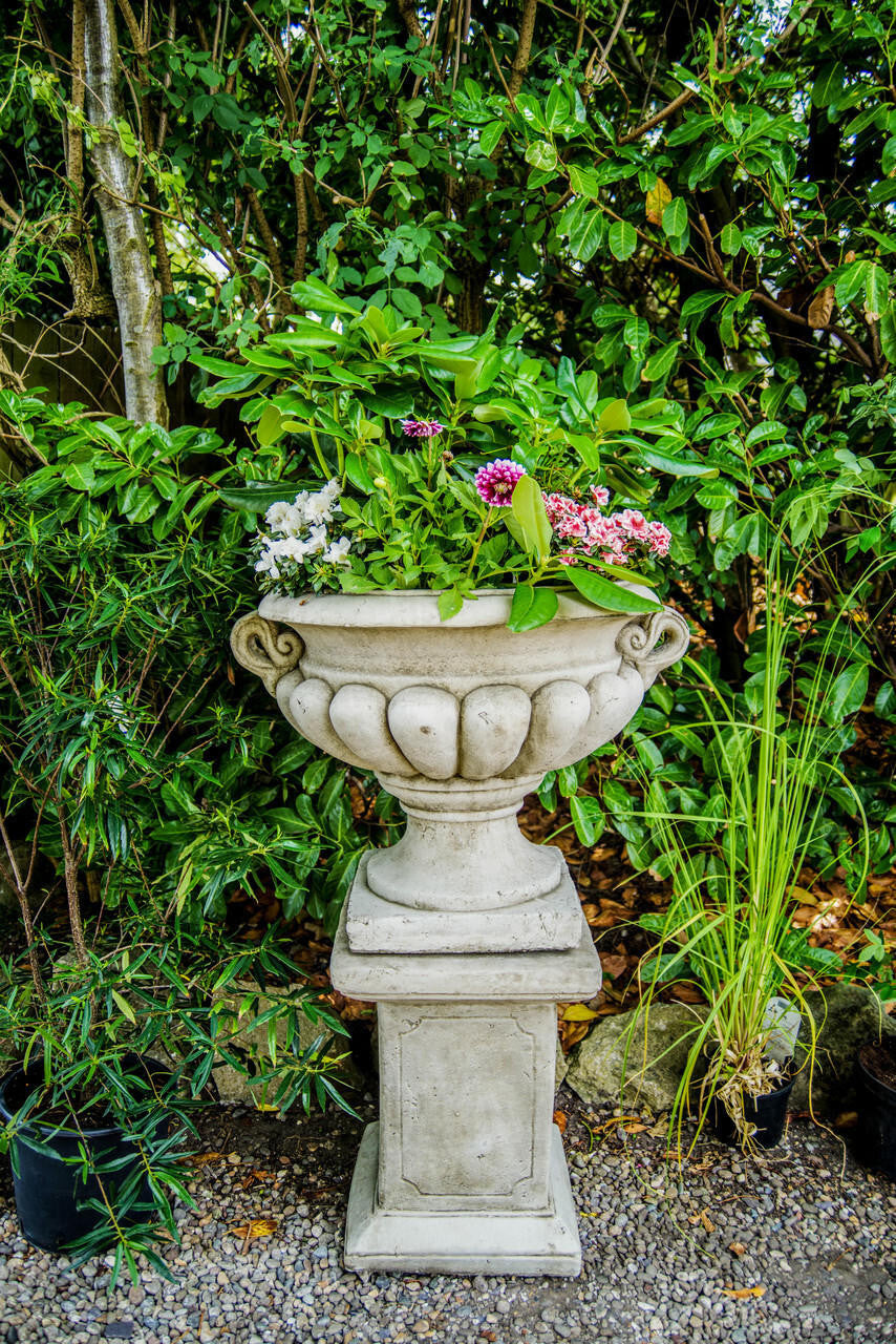 Very Large Impressive Stone Urn and Plinth