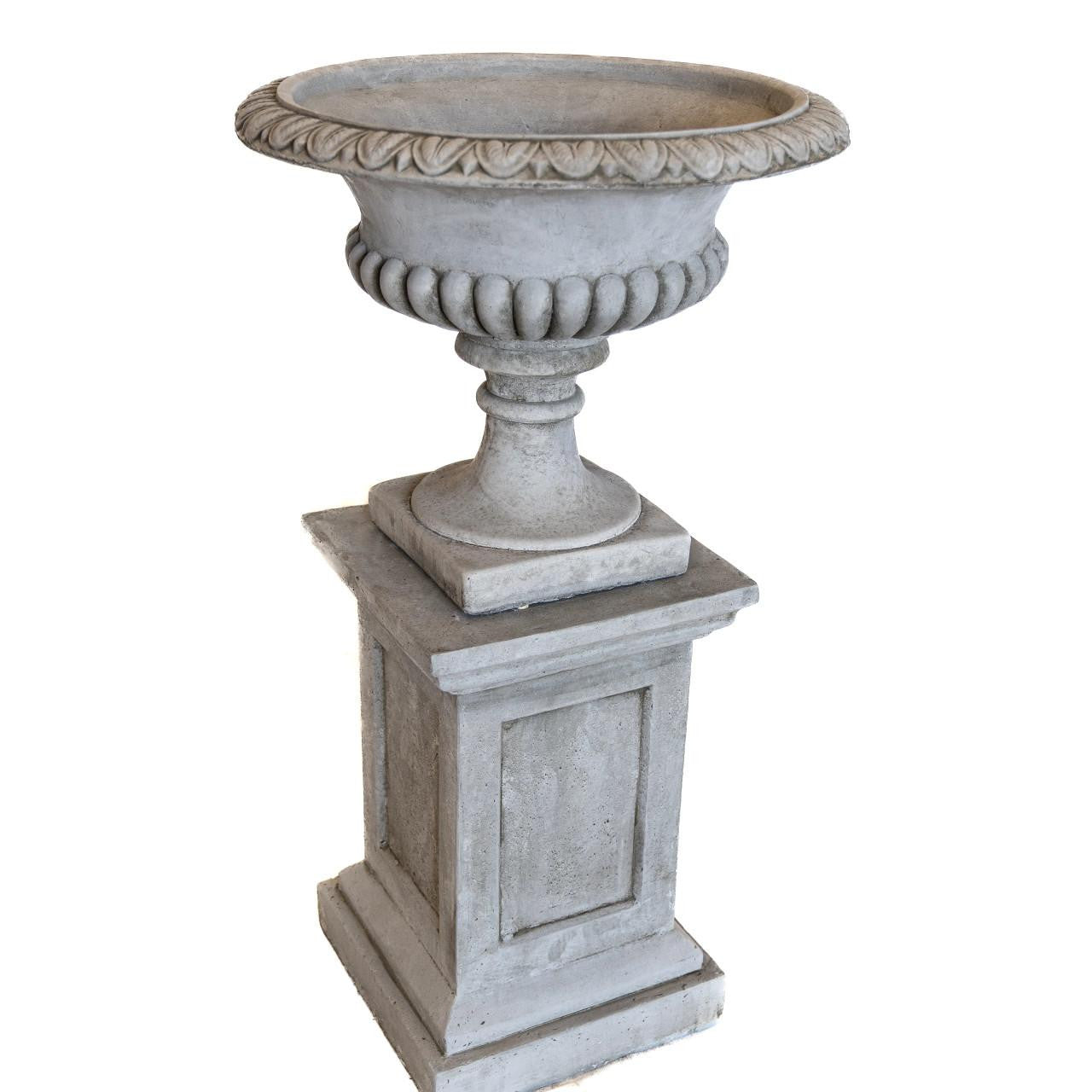 Very Large Stone Cast Victorian Garden Urn and Plinth