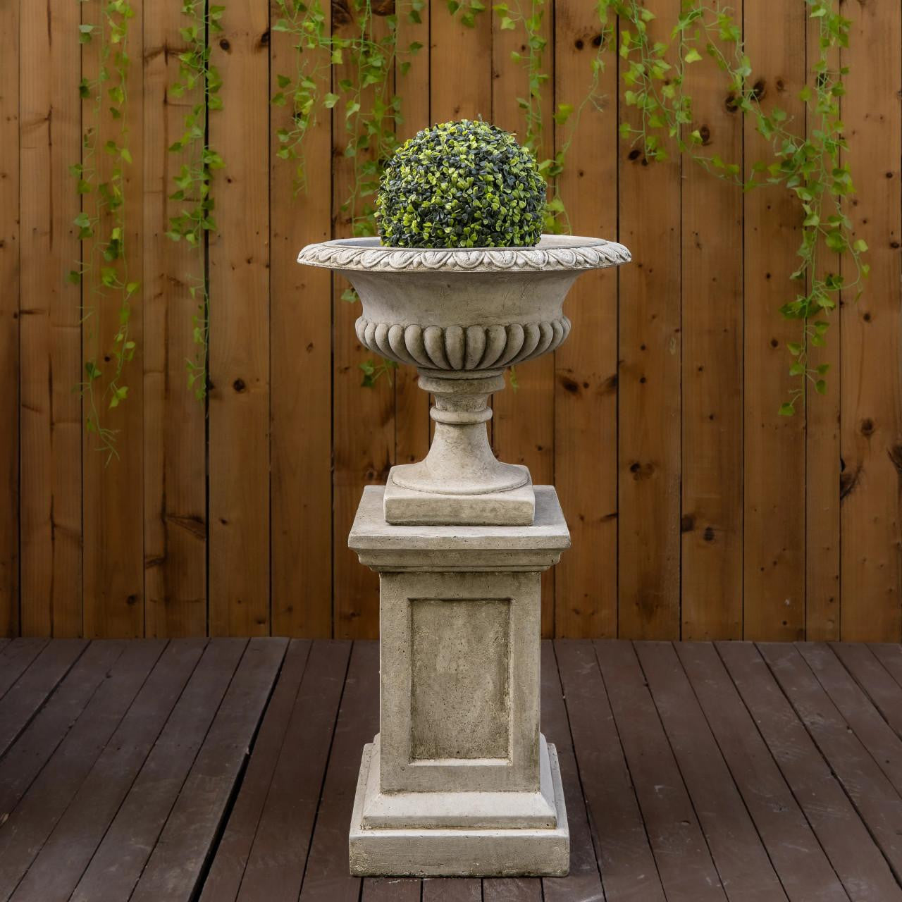 Very Large Stone Cast Victorian Garden Urn and Plinth