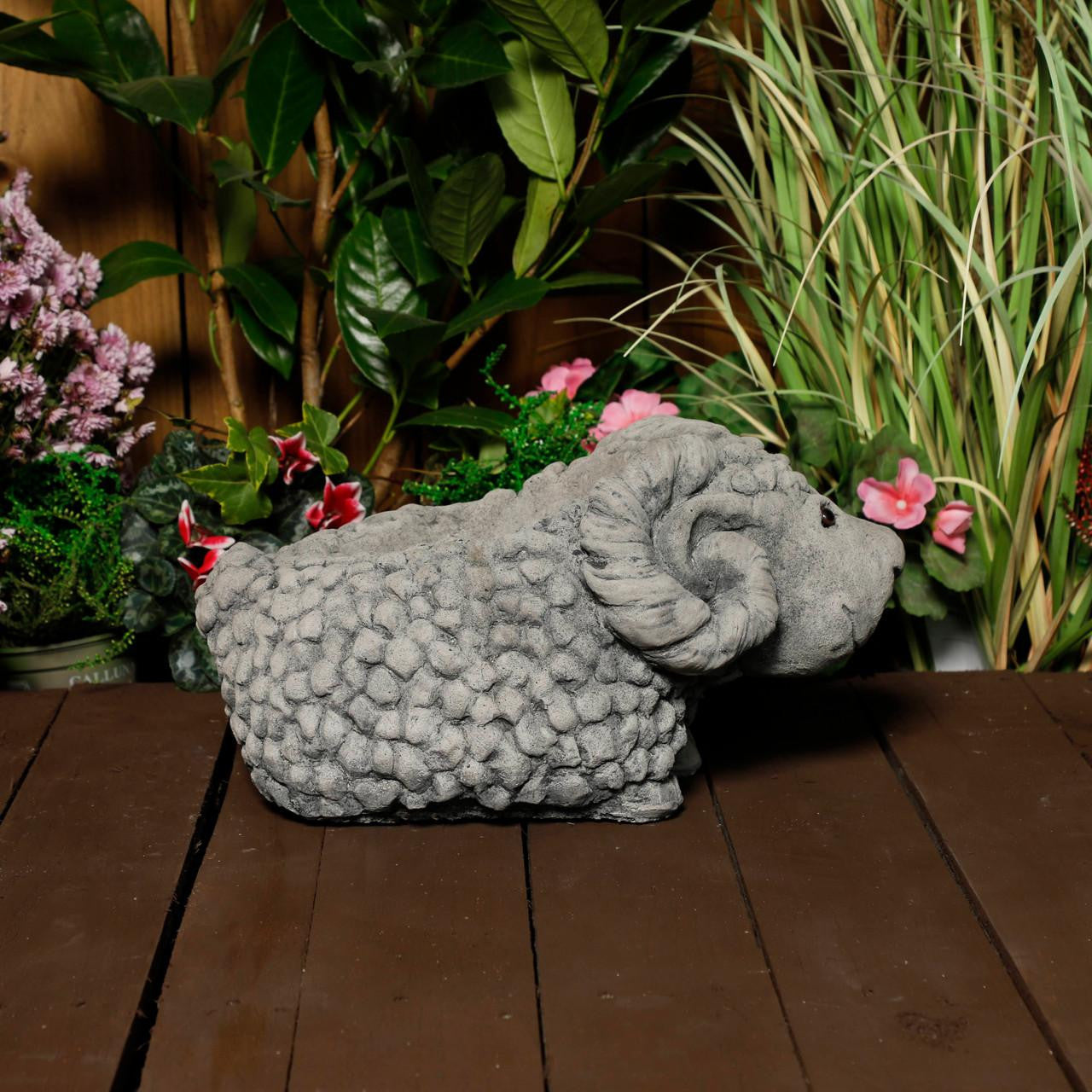 Whimsical Stone Cast Ram Planter for Garden or Patio