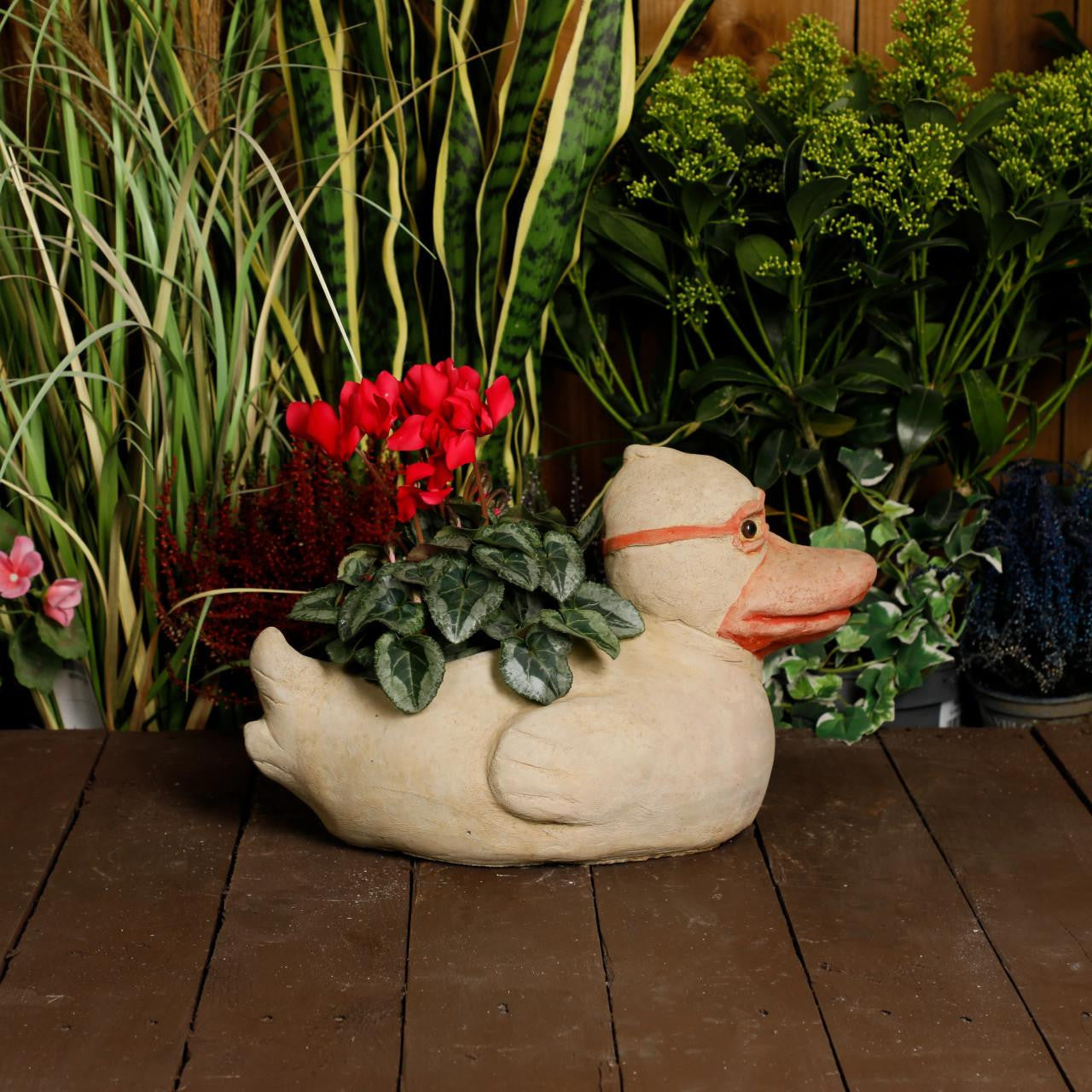 Whimsical Stone Cast Rubber Duck Planter Pot