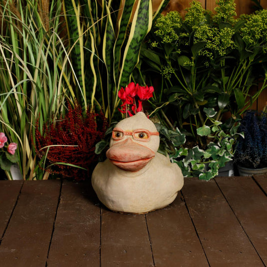 Whimsical Stone Cast Rubber Duck Planter Pot