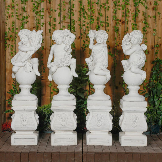 White Four Seasons Cherub Statues  (Plinths not Included)