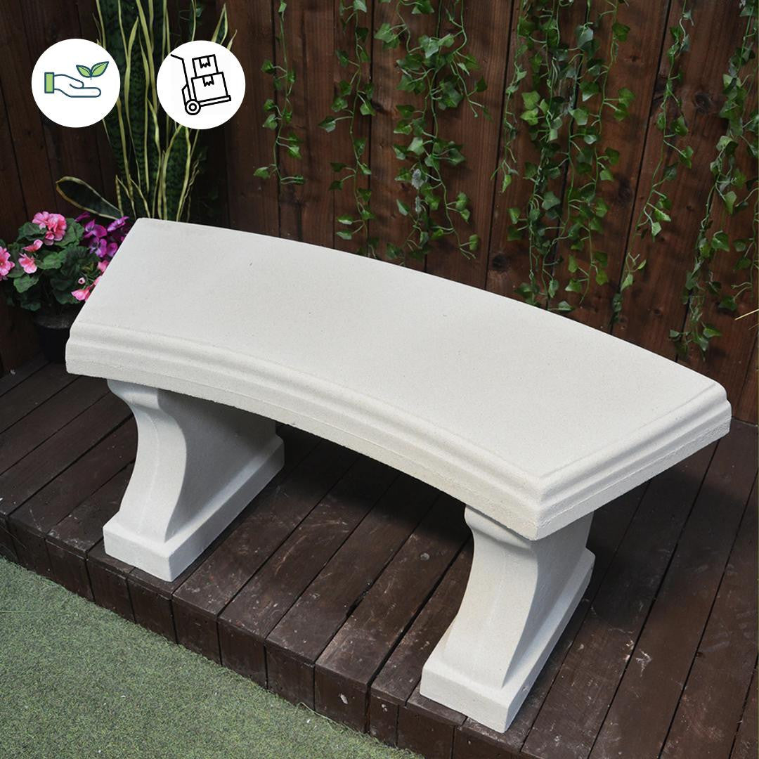 White Sandstone Curved Garden Seat
