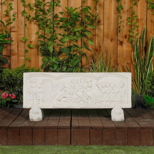 White Stone Cast Normandy Trough with Legs Garden Planter 
