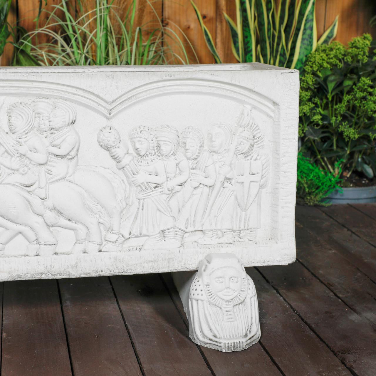 White Stone Cast Normandy Trough with Legs Garden Planter 