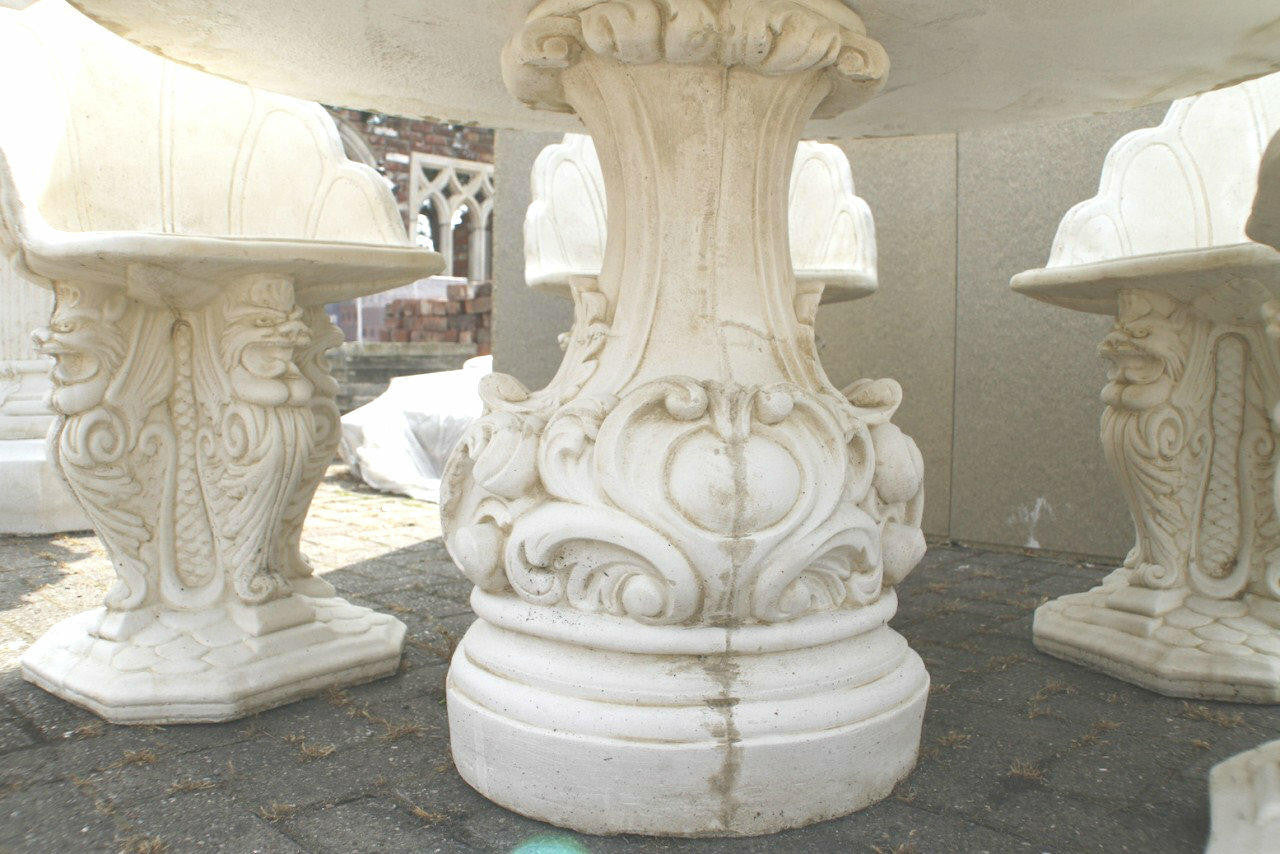White Stone Garden Table and Stone Garden Chairs - Set