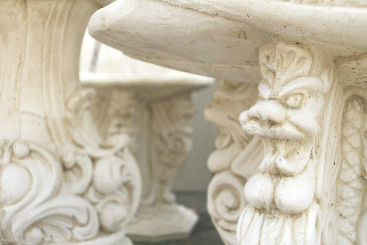 White Stone Garden Table and Stone Garden Chairs - Set