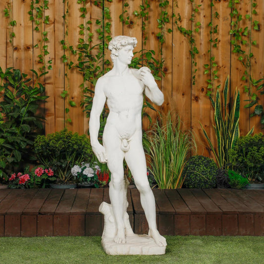 White Stone Large David Garden Statue 