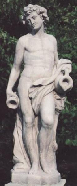 White Stone Large Greek Man with Lion Garden Statue