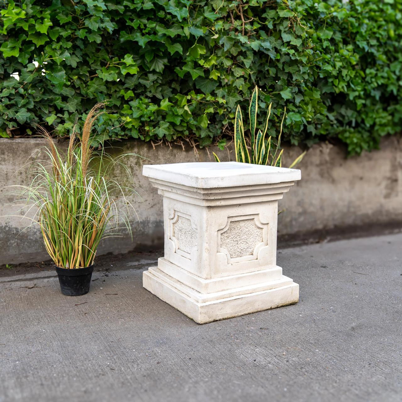 White Stone Large Square Statuary Pedestal Garden Statues