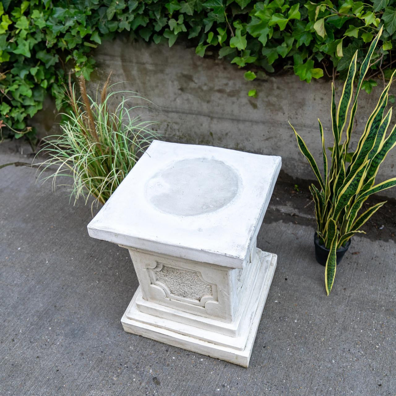 White Stone Large Square Statuary Pedestal Garden Statues