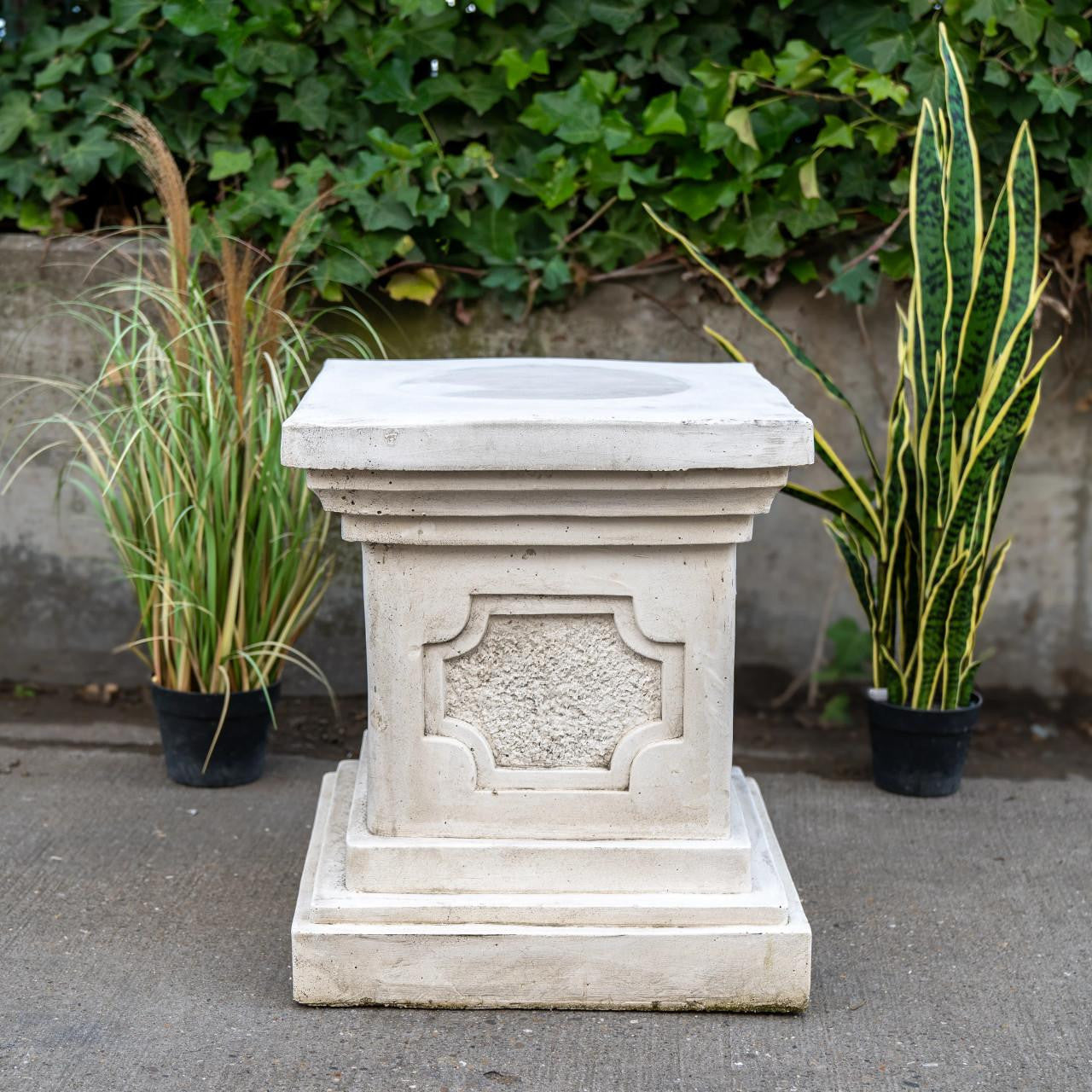 White Stone Large Square Statuary Pedestal Garden Statues