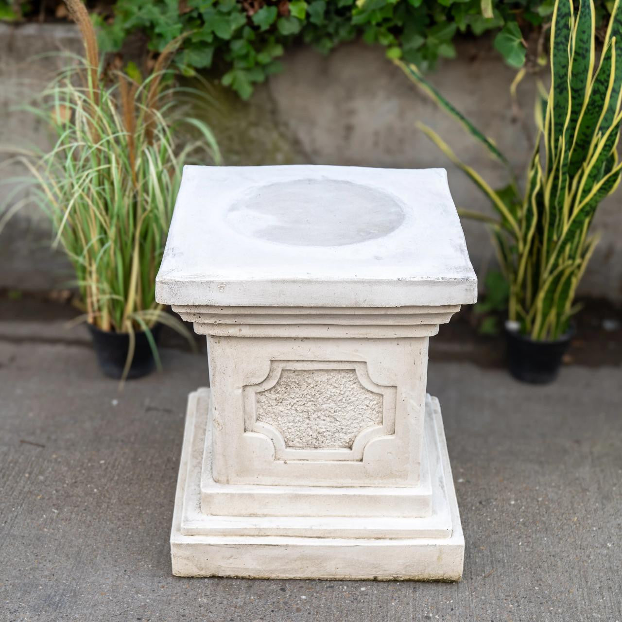 White Stone Large Square Statuary Pedestal Garden Statues