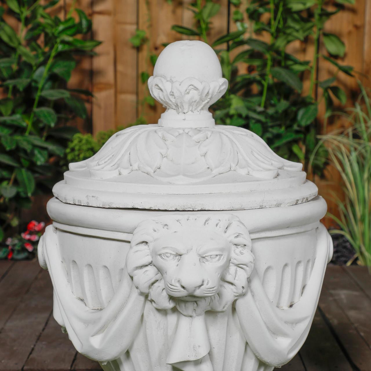 White Stone Royal Garden Urn with Plinth 