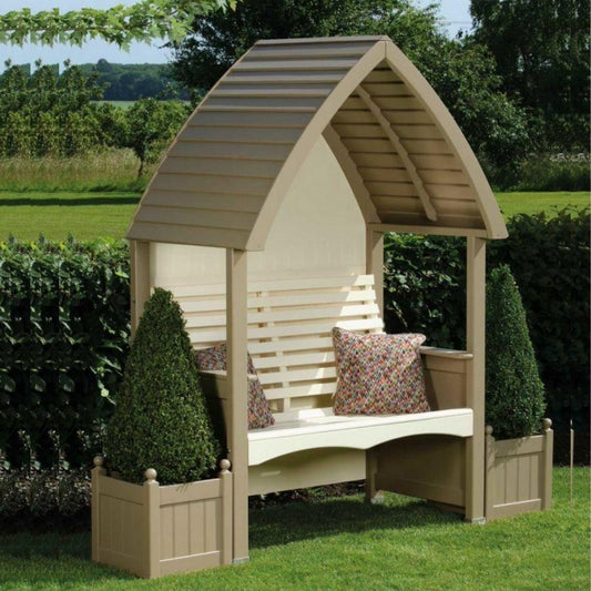 Wooden Garden Arbour Cottage In Nutmeg and Cream