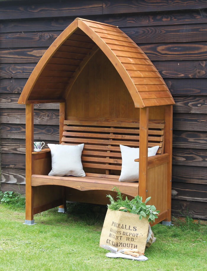 Wooden Garden Arbour 'Cottage Stained' In Beech Stain