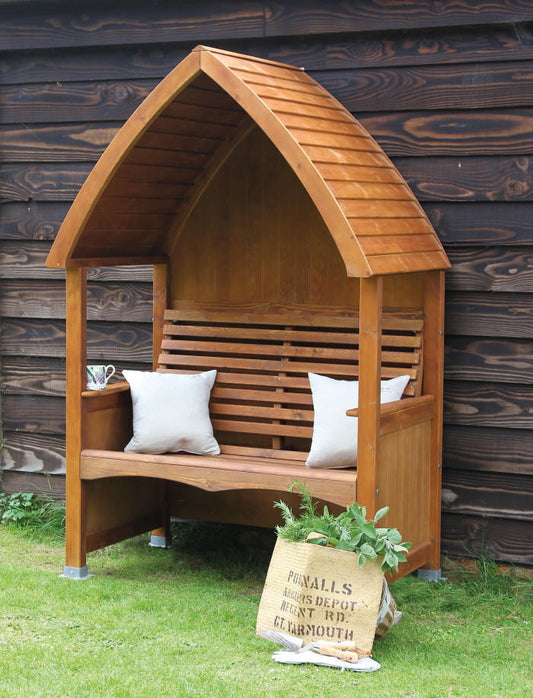 Wooden Garden Arbour 'Cottage Stained' In Beech Stain