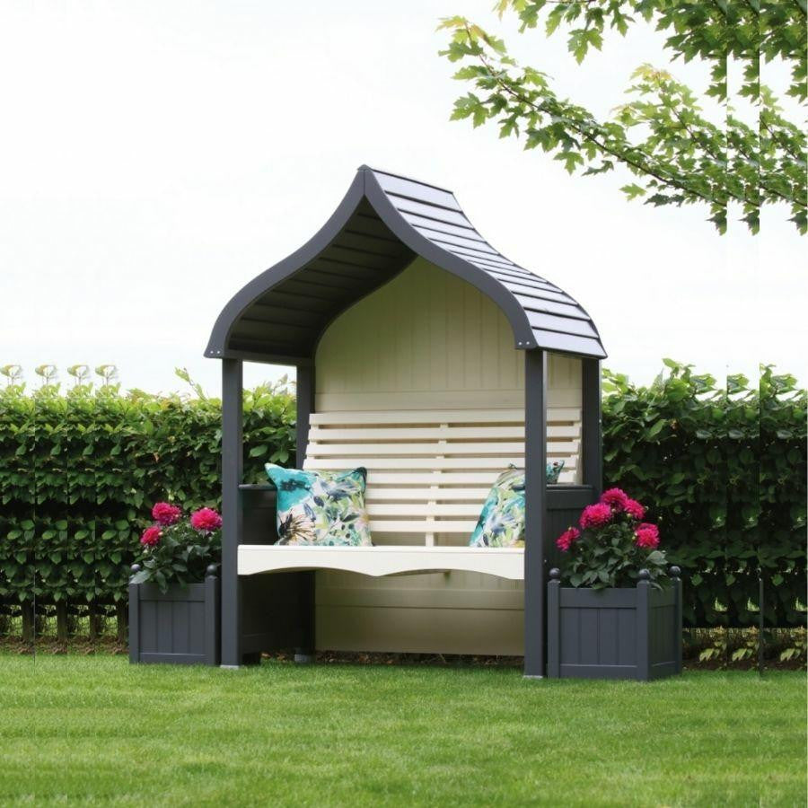 Wooden Garden Arbour Orchard In Charcoal and Cream