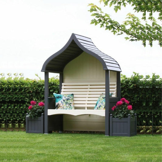 Wooden Garden Arbour Orchard In Charcoal and Cream