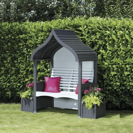 Wooden Garden Arbour Orchard In Charcoal and Stone
