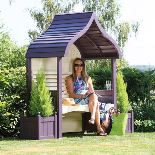 Wooden Garden Arbour Orchard In Lavender and Cream