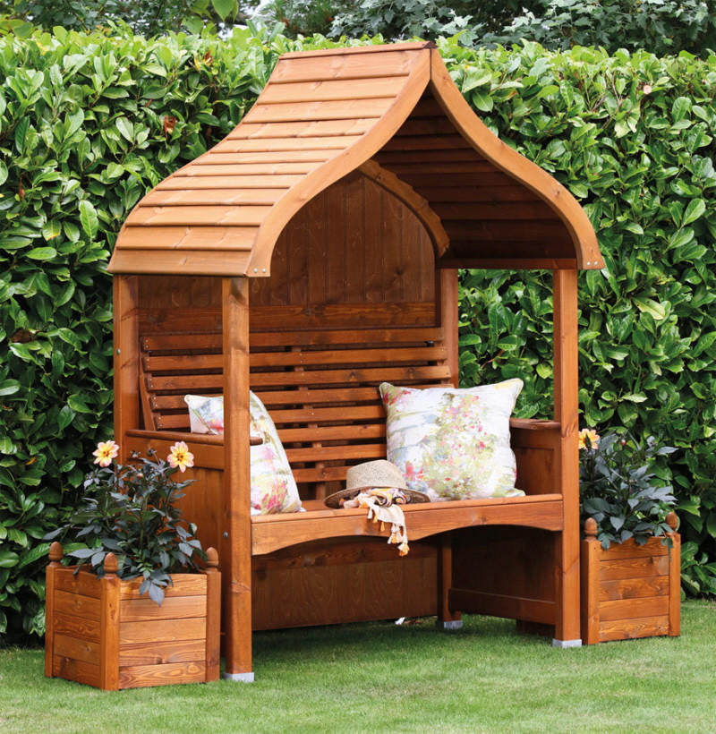 Wooden Garden Arbour "Orchard" Stained In Beech Stain