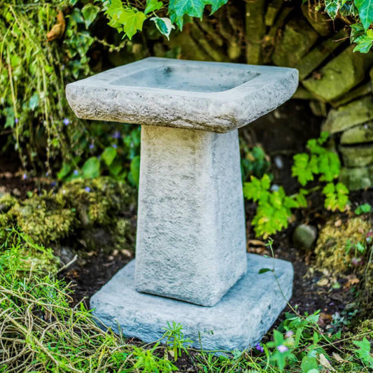 York' Garden Birdbath Rustic Style With Square Top